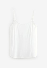 Witte, lichte camisole met verstelbare bandjes, ronde halslijn en een zachte, gladde textuur. Eenvoudig ontwerp met rechte zoom.
