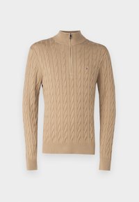 Tommy Hilfiger CLASSIC CABLE ZIP MOCK - Jumper - safari canvas