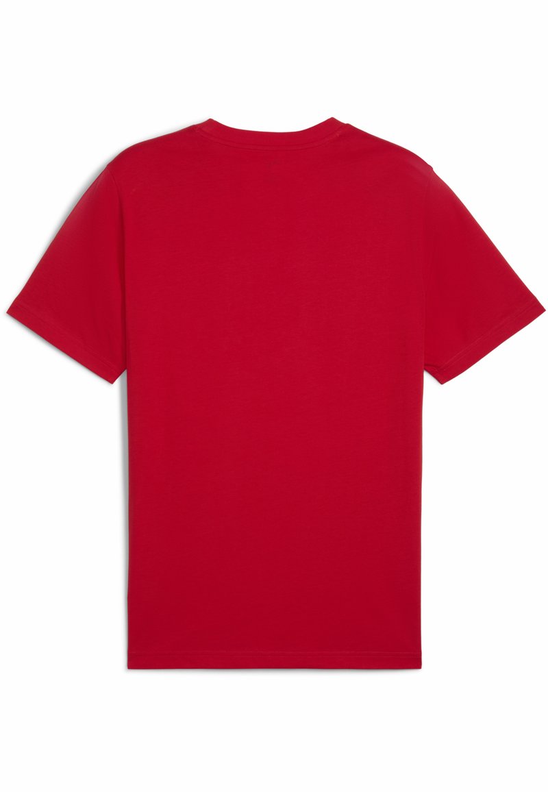 T-shirt en coton rouge à manches courtes, col rond et texture lisse. Aucun logo ni motif visible, vue arrière plain.