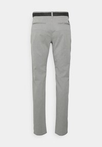 TOM TAILOR DENIM MELANGE WITH BELT - Chinos - grey geometric dobby