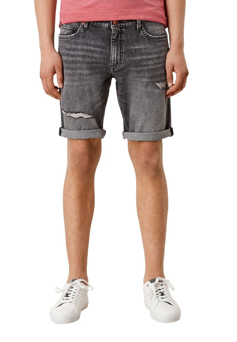 Herren Skinny Fit | QS by s.Oliver REGULAR : SHORT EN AU LOOK USÉ Jeans Shorts grey stretched den/black denim - VR54123 Herren Skinny Fit | QS by s.Oliver REGULAR : SHORT EN AU LOOK USÉ Jeans Shorts grey stretched den/black denim - VR54123