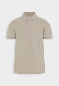Bežna polo majica kratkih rukava od pamuka s ovratnikom, dva gumba i ton-on-ton vezom loga na lijevom prsnom dijelu. Glatka tekstura.