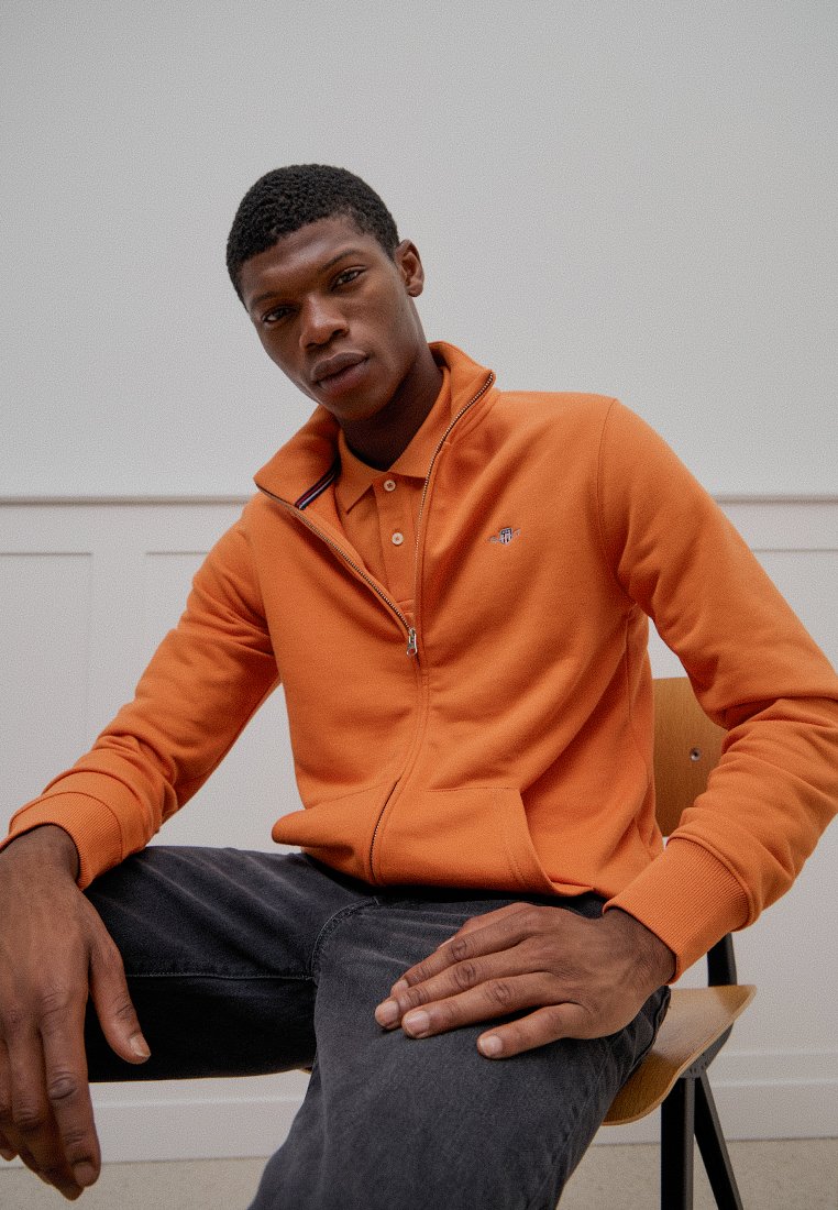 Gant Sweater met rits oranje