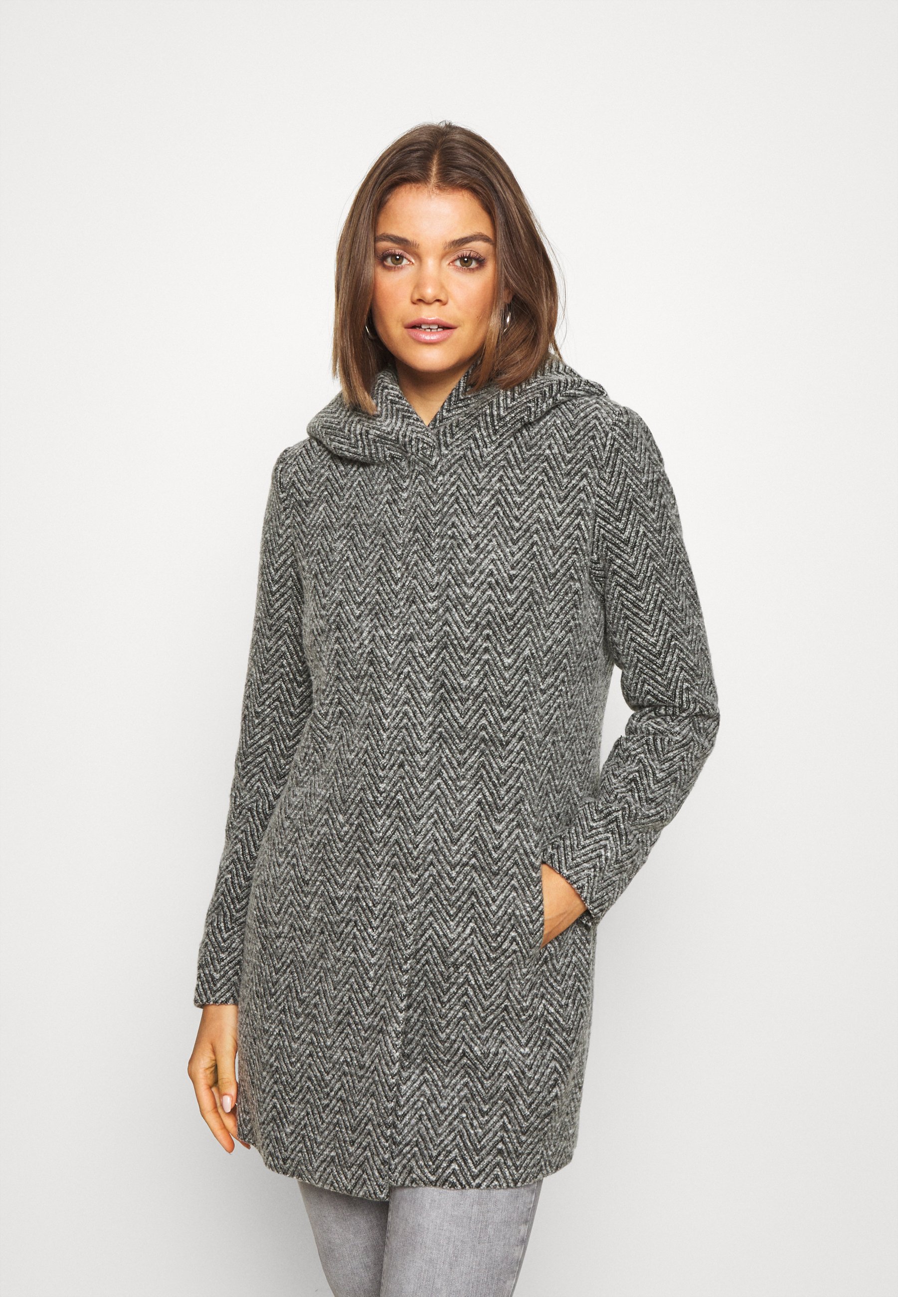 grey hooded coatigan