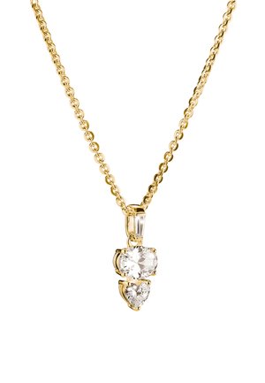 MIT ZIRKONIASTEINEN OVAL HERZ - Halskette - gelbgoldfarben/weiß