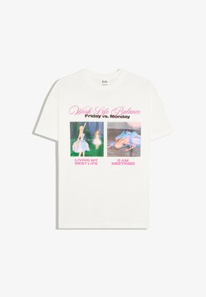 Bershka, PRINTED TSHIRT - T-shirt imprimé - beige