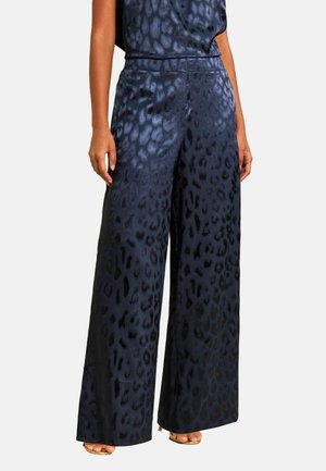 Love & Roses, REGULAR FIT - ANIMAL PRINT SATIN JACQUARD WIDE LEG TROUSERS - Stoffhose - navy