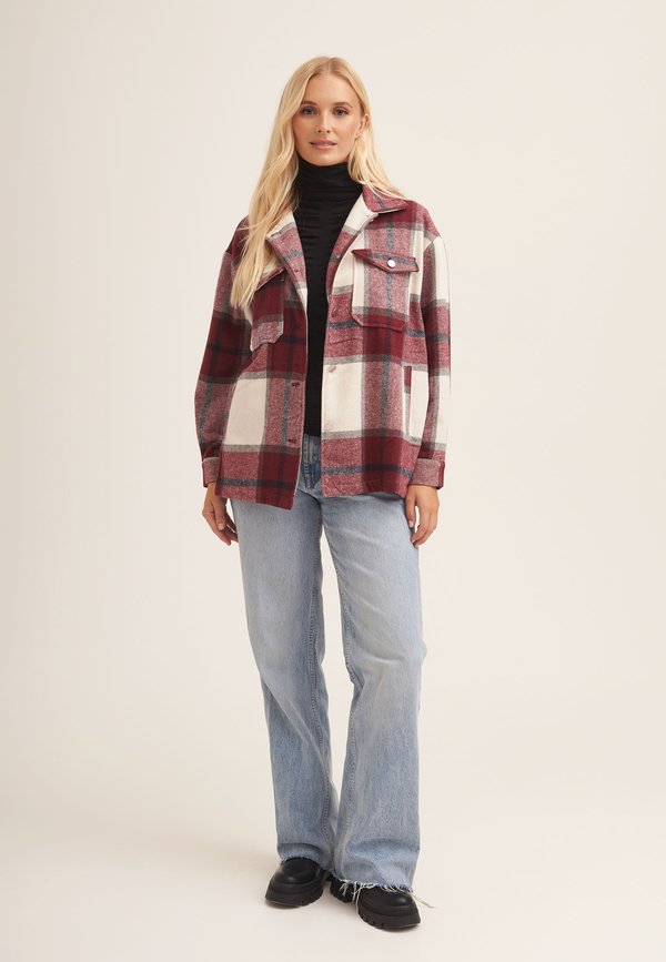 CHECK POCKET DETAIL - Summer jacket - burgundy4