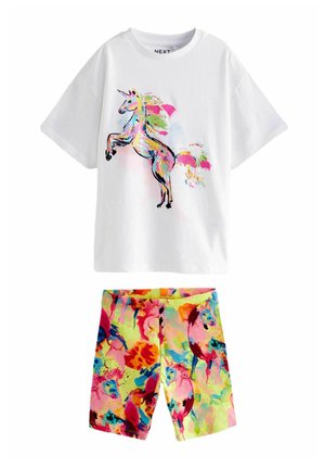 Next SET - Shorts - ecru white rainbow unicorn