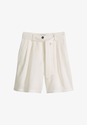 Marc O'Polo, SHORTS, TAILORED BERMUDA, BELT TO TIE AT WAIST, ZIP-FLY, WELT POCKETS AT BACK - Short - white cotton