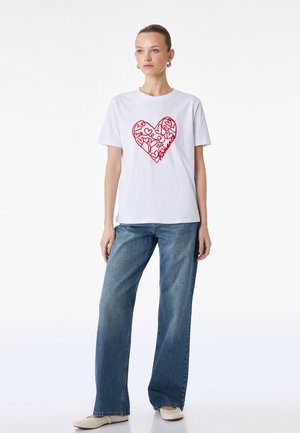 Koton, HEART PRINTED  - Print T-shirt - white