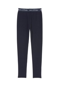Navy legging gemaakt van een zachte katoenmix, met een slim fit ontwerp en een elastische tailleband met de "Marc O'Polo" branding in het wit.