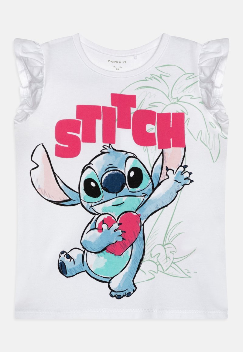 Name it NMFMIRI STITCH TOP BOX - Trükipildiga T-särk - bright white