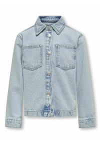 Svetlo modra denim jakna s ovratnikom, dvema sprednjima žepoma in srebrnimi gumbi. Ima klasičen kroj in rahlo zbledel videz.