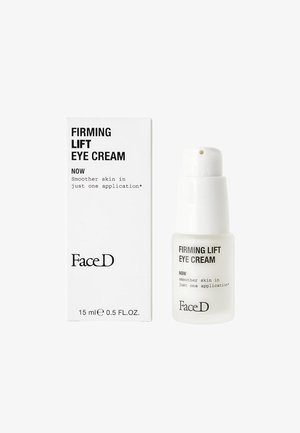 Crema Contorno Occhi Liftante FaceD in un flacone bianco opaco con pompettina. Il packaging è una scatola rettangolare bianca con testo nero. Dimensione 15 ml.