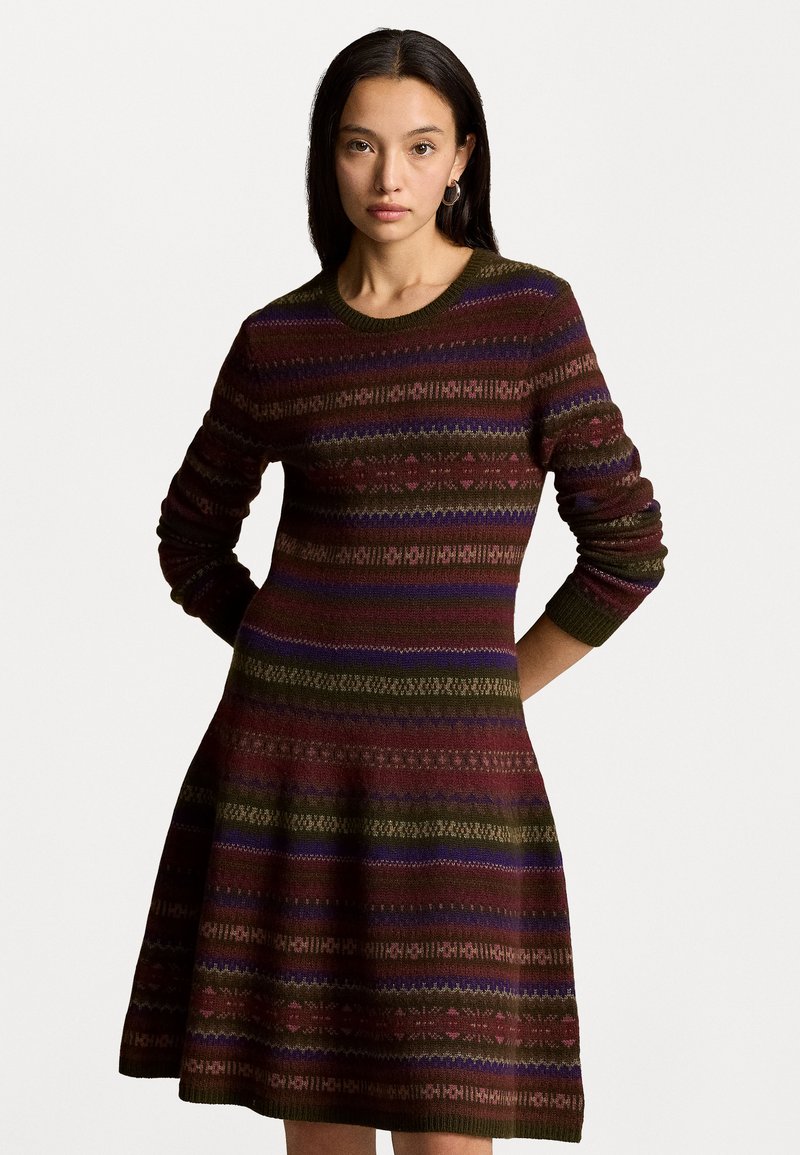 Polo Ralph Lauren FAIR ISLE WOOL BLEND SWEATER DRESS - Obleka/pulover - olive multi