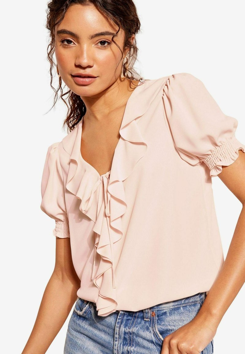 Friends Like These RUFFLE FRONT PUFF SLEEVE REGULAR FIT - Blouse - pink