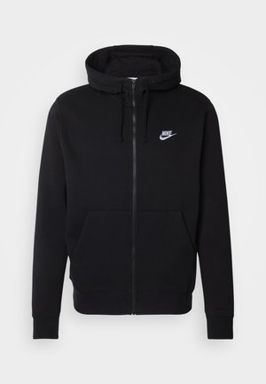 CLUB HOODIE - Športna jopa s kapuco na zadrgo - black/black/white