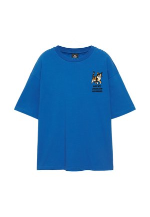 PULL&BEAR, CAT GRAPHIC - T-SHIRT - T-shirt imprimé - mottled dark blue