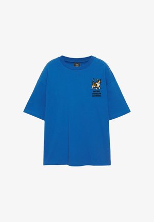 PULL&BEAR, CAT GRAPHIC - T-SHIRT - T-shirt imprimé - mottled dark blue