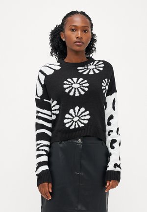 ONLY Petite, ONLBETTY FLOWER MIX - Džemper - black/cloud dancer