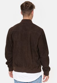 INDICODE JEANS MADDOC - Chaqueta de cuero - dk brown