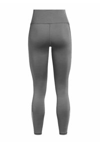 Hoge taille, strakke grijze leggings, gemaakt van rekbaar materiaal, met een gladde textuur en zonder zichtbare patronen of hardware.