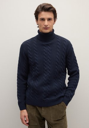 TURTLENECK REGULAR FIT WITH JACQUARD PATTERN - Strickpullover - dark blue