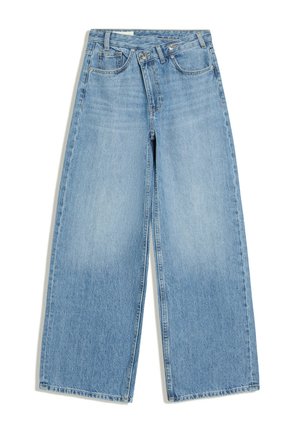 Bershka, WIDE-LEG WITH CROSSOVER WAIST - JEANS - Wide Leg - light blue