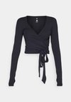 LONG SLEEVE YOGA WRAP TOP - Langarmshirt - black