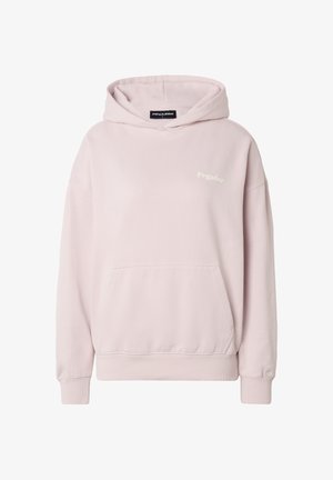 Felpa oversize rosa chiaro con tasca a marsupio frontale, polsini e orlo a costine, piccolo logo "Pegador" sul petto e etichetta all'interno del colletto.