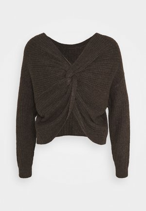 Stickad tröja - dark brown