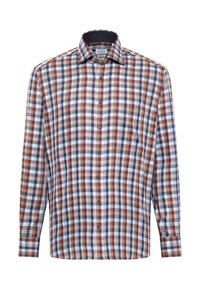 Langarm geruit overhemd in rood, blauw en wit. Voorzien van een button-down kraag, een borstzak en bijpassende knopen. Van katoen, normale pasvorm.