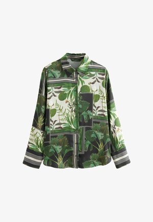 Next REGULAR FIT LONG SLEEVE - Cămașă - kew collection black green palm print