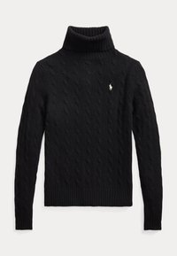 WOOL CASHMERE CABLE ROLL NECK JUMPER - Džemper - black