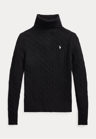 Polo Ralph Lauren WOOL CASHMERE CABLE ROLL NECK JUMPER - Strikkegenser - black