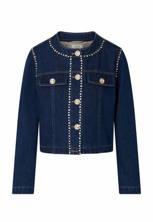 LIU JO, LIU JO SLIM FIT DENIM JACKET WITH RHINESTONES - Spijkerjas - dark blue