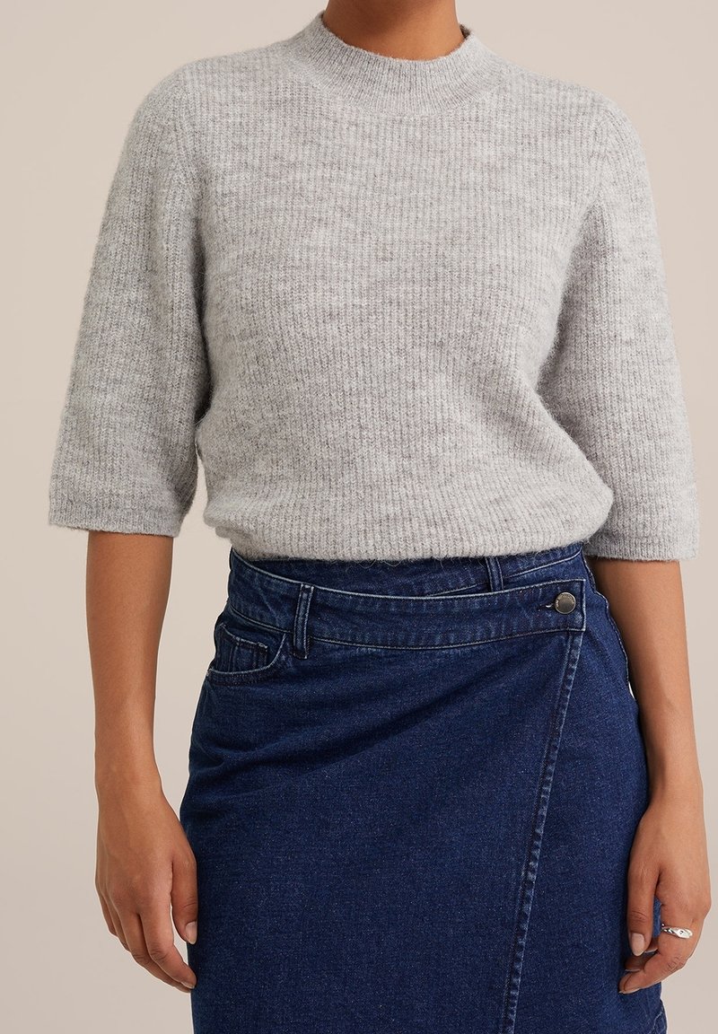 WE Fashion Stickad tröja - light grey