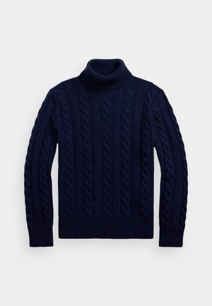 CABLE KNIT WOOL CASHMERE JUMPER UNISEX - Neule - hunter navy