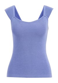 Lila ribbattu tankkitoppi leveillä olkahihnoilla, istuva muotoilu ja pyöreä pääntie, jossa on sileä pinta ja suora helma.