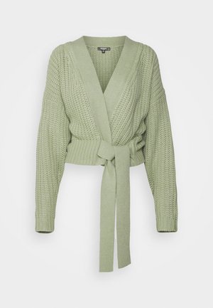 BELTED CARDIGAN - Cardigan - sage