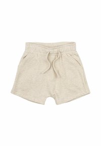 Beiga shorts gjorda av mjukt tyg med resår i midjan, snörning och två sidfickor. Lätt design med rak passform.