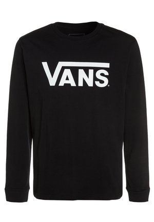 Zwarte langemouwen shirt van katoen, met een opvallende witte "VANS" logo op de voorkant. Eenvoudig ontwerp met ribgebreide manchetten.