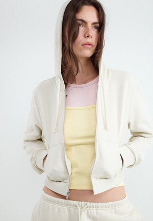 Balmohk, Cropped Zip-Up - Sweater met rits - white melange