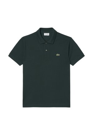 Dunkelgrünes Poloshirt aus Baumwolle mit klassischem Kragen, geknöpftem Dreierleiste und kleinem, gesticktem Logo auf der Brust.
