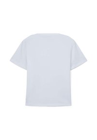 T-shirt a maniche corte in cotone azzurro chiaro, con vestibilità rilassata, scollatura a girocollo e retro semplice senza grafiche o fantasie.