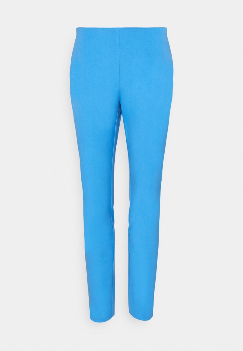 Siniset kapenevat housut, jotka on valmistettu sileästä kankaasta. Ominaisuuksiin kuuluu keski-korkea vyötärö ja kapeat lahkeet, jotka luovat virtaviivaisen siluetin.