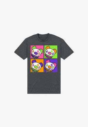Henry Tiger, GLOOMY BEAR NAUGHTY GRIZZLY SCARY CLOWN HALLOWEEN POP ART - T-shirt imprimé - charcoal grey