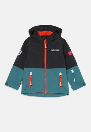 KIDS SKJORTA JACKET - Softshell-takki - stormy blue/black/flame orange