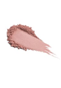 Soffice polvere make-up rosa con una texture delicata, parzialmente mescolata per rivelare una tonalità più profonda, circondata da un bordo finemente sbriciolato.